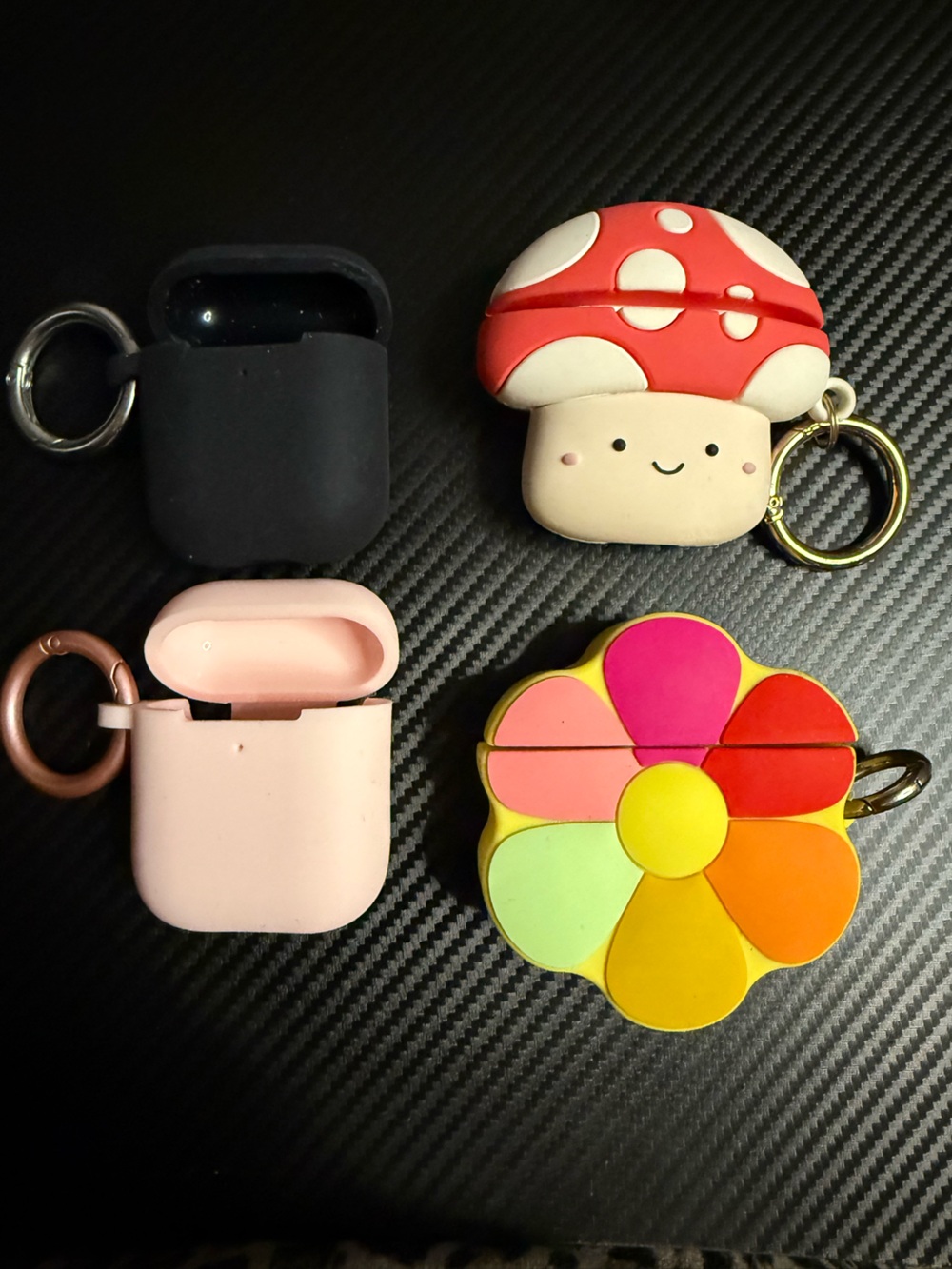Silicone Mushroom & Flower AirPod Case Set in Pink and Multicolor